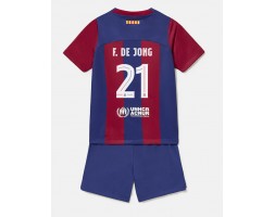 Barcelona Frenkie de Jong #21 Koti Pelipaita Lasten 2023-24 Lyhyet Hihat (+ Lyhyet housut)