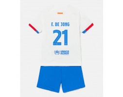 Barcelona Frenkie de Jong #21 Vieras Pelipaita Lasten 2023-24 Lyhyet Hihat (+ Lyhyet housut)