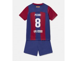 Barcelona Pedri Gonzalez #8 Koti Pelipaita Lasten 2023-24 Lyhyet Hihat (+ Lyhyet housut)