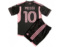 Inter Miami Lionel Messi #10 Vieras Pelipaita Lasten 2023-24 Lyhyet Hihat (+ Lyhyet housut)