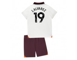 Manchester City Julian Alvarez #19 Vieras Pelipaita Lasten 2023-24 Lyhyet Hihat (+ Lyhyet housut)
