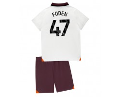 Manchester City Phil Foden #47 Vieras Pelipaita Lasten 2023-24 Lyhyet Hihat (+ Lyhyet housut)