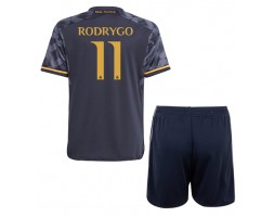 Real Madrid Rodrygo Goes #11 Vieras Pelipaita Lasten 2023-24 Lyhyet Hihat (+ Lyhyet housut)