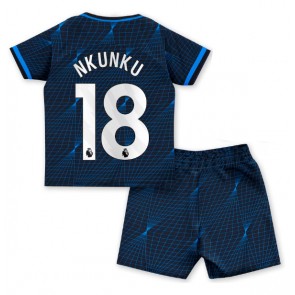 Chelsea Christopher Nkunku #18 Vieras Pelipaita Lasten 2023-24 Lyhyet Hihat (+ Lyhyet housut)