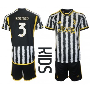 Juventus Gleison Bremer #3 Koti Pelipaita Lasten 2023-24 Lyhyet Hihat (+ Lyhyet housut)