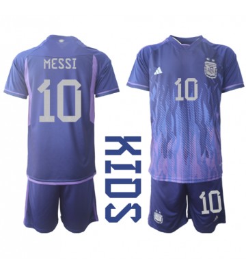 Argentiina Lionel Messi #10 Vieras Pelipaita Lasten EM-Kisat 2020 Lyhyet Hihat (+ Lyhyet housut)