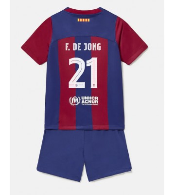 Barcelona Frenkie de Jong #21 Koti Pelipaita Lasten 2023-24 Lyhyet Hihat (+ Lyhyet housut)