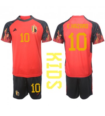 Belgia Eden Hazard #10 Koti Pelipaita Lasten EM-Kisat 2020 Lyhyet Hihat (+ Lyhyet housut)