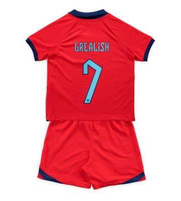 Englanti Jack Grealish #7 Vieras Pelipaita Lasten EM-Kisat 2020 Lyhyet Hihat (+ Lyhyet housut)