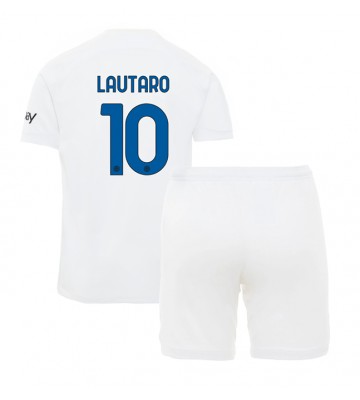 Inter Milan Lautaro Martinez #10 Vieras Pelipaita Lasten 2023-24 Lyhyet Hihat (+ Lyhyet housut)