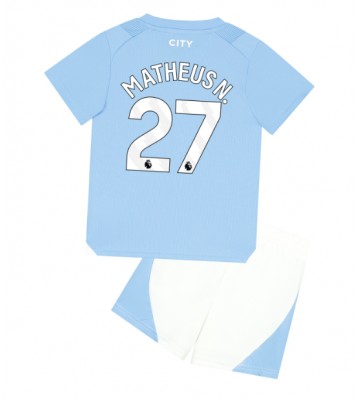 Manchester City Matheus Nunes #27 Koti Pelipaita Lasten 2023-24 Lyhyet Hihat (+ Lyhyet housut)
