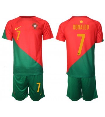 Portugali Cristiano Ronaldo #7 Koti Pelipaita Lasten EM-Kisat 2020 Lyhyet Hihat (+ Lyhyet housut)